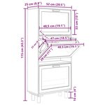 vidaXL Armoire à chaussures Blanc 52x25x115 cm Bois d'ingénierie/rotin