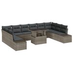 vidaXL Ensemble de salon de jardin 11 pièces avec coussins gris en poly rotin
