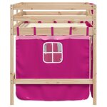 vidaXL Lit mezzanine enfants et rideaux rose 90x190cm bois pin massif