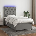 vidaXL Sommier à lattes de lit avec matelas et LED Gris foncé 80x200cm
