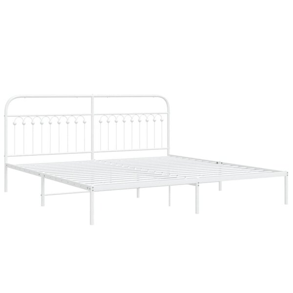 vidaXL Cadre de lit métal avec tête de lit blanc 200x200 cm