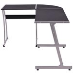Bureau table meuble travail informatique de coin en forme de L noir 0502081