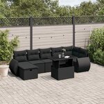vidaXL Salon de jardin 8 Pièces avec coussins noir résine tressée