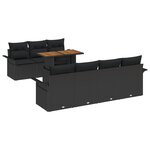 Ensemble de Canapé de Jardin de 8 Pièces avec Coussins Noir Rattan Poly