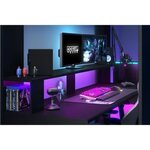 Lit mezzanine combiné enfant LED Gamer ONLINE - 90 x 200 cm - Noir mat - Sommier inclus