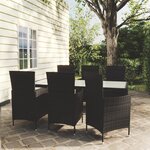 vidaXL Salon de jardin 7 Pièces avec coussins résine tressée noir