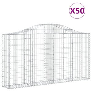 vidaXL Paniers à gabions arqués 50 Pièces 200x30x100/120 cm Fer galvanisé