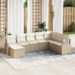 vidaXL Ensemble de canapé de jardin 8 pièces avec coussins beige en poly rattan