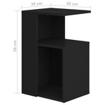 vidaXL Table d'appoint Noir 36x30x56 cm Bois d’ingénierie