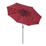 Parasol lumineux octogonal inclinable Ø 2 75 x 2 33 m parasol LED solaire métal polyester haute densité 180 g/m² bordeaux