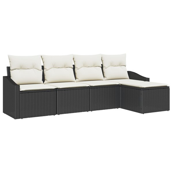 vidaXL Ensemble de salle à manger de jardin 5 pièces avec coussins en poly rattan marron