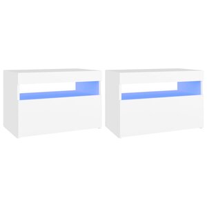 vidaXL Meubles TV avec lumières LED 2 Pièces Blanc 60x35x40 cm