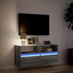 vidaXL Meuble TV mural avec lumières LED sonoma gris 100x31x45 cm