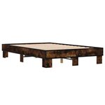 vidaXL Cadre de lit chêne fumé 140x200 cm bois d'ingénierie et métal