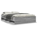vidaXL Cadre de lit sonoma gris 135x190 cm bois d'ingénierie