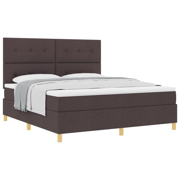 vidaXL Lit avec sommier à ressort et matelas marron foncé super king en tissu