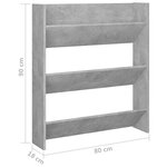 vidaXL Armoire à chaussures murale Gris béton 80x18x90 cm Aggloméré