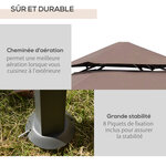 Pavillon abri tonnelle de jardin pour barbecue double toit 2 tablettes incluses tissu polyester acier 2 45 x 1 48 x 2 55 m chocolat