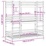 vidaXL Lit superposé triple blanc 90x190 cm bois de pin massif