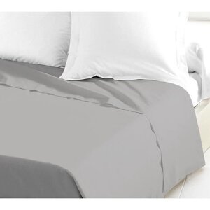 Drap Plat 100  coton 240 x 300 cm gris clair