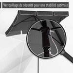 Parasol rectangulaire inclinable alu acier polyester haute densité diamètre 2 m gris