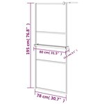 vidaXL Paroi de douche avec étagère Noir 80x195 cm Verre ESG&Aluminium