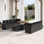 Ensemble de 11 Pièces de Canapé de Jardin avec Coussins en Rotin Noir