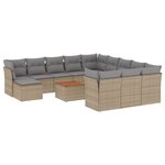 vidaXL Salon de jardin et coussins 13 Pièces mélange beige résine tressée