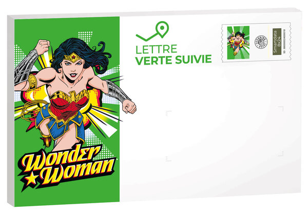 Prêt-à-Poster - Lettre verte suivie - 250g - Pochette XS - Wonder Woman