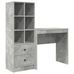 vidaXL Bureau avec rangement en bois d'ingénierie gris béton