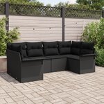 vidaXL Ensemble de 6 pièces de Canapé de Jardin avec Coussins Noir Poly Rattan