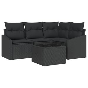 vidaXL Ensemble de 5 Canapés de Jardin avec Coussins Beige en Poly Rattan