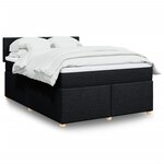 vidaXL Sommier à lattes de lit avec matelas Noir 160x200 cm Tissu