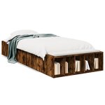 vidaXL Cadre de lit chêne fumé 90x190 cm bois d'ingénierie