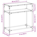 vidaXL Table console avec dessus en verre noir 80x35x81 cm acier