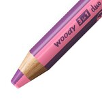 Crayon multi-talents woody 3 in 1 duo - rose-lilas x 5 STABILO