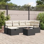 Ensemble de Canapés de Jardin de 7 Pièces avec Coussins en Poly Rattan Noir