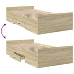 vidaXL Cadre de lit et tiroirs chêne sonoma 90x200cm bois d'ingénierie