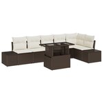 vidaXL Ensemble de Canapé de Jardin 7 Pièces avec Coussins Brun Rattan Poly