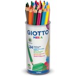 Pot 24 Crayons de Couleur MEGA Hexagonal Mine Large 5.5mm Assortis x 15 GIOTTO