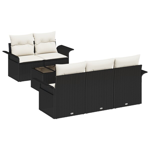 vidaXL Ensemble de Canapé de Jardin 6 Pièces avec Coussins Rattan Synthétique Noir