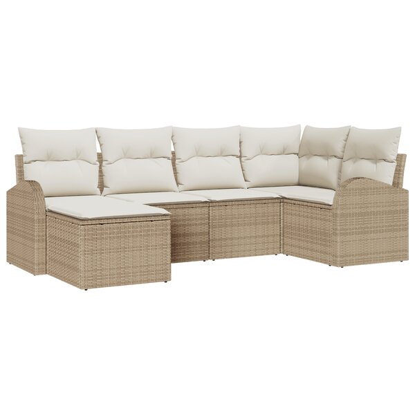 vidaXL Ensemble de Canapés de Jardin avec Coussins de 6 Pièces Beige en Rotin Synthétique