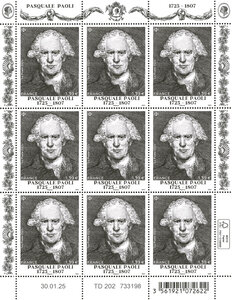  Feuille de 9 timbres - Pasquale Paoli (1725-1807) - Lettre verte 