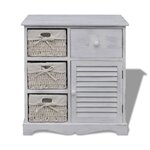 vidaXL Armoire en bois 3 paniers gauches en tissage Blanc