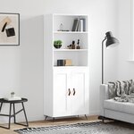 vidaXL Buffet haut Blanc 69 5x34x180 cm Bois d'ingénierie