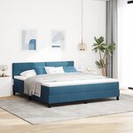 Lit Box Spring vidaXL avec Matelas et LED Bleu Foncé 180x200 cm Velours