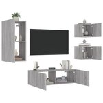 vidaXL Meuble TV muraux 4 Pièces avec lumières LED sonoma gris