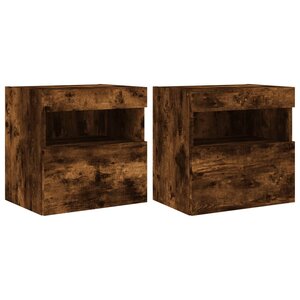 vidaXL Meubles TV muraux et lumières LED 2Pièces chêne fumé 40x30x40 cm