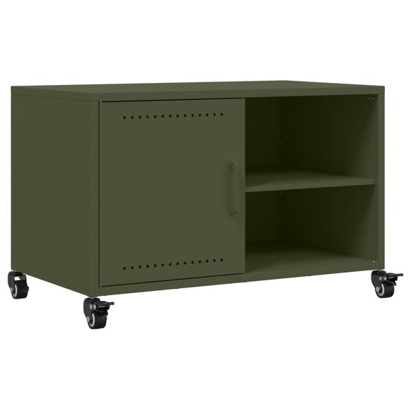vidaXL Meuble TV vert olive 68x39x43 5 cm acier laminé à froid