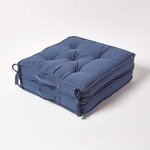 Coussin rehausseur lombaire en coton 50 x 50 cm - Bleu marine - HOMESCAPES
